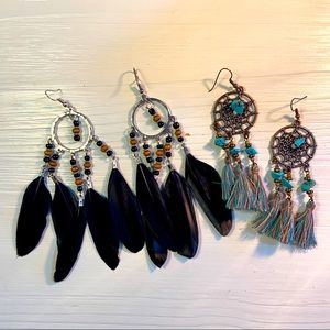 Feather and dreamcatcher earrings!